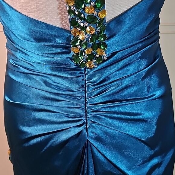 Prom Dress By Flirt Maggie Sottero Wedding Party Jade Rhinestones Size 2 - Picture 6 of 9